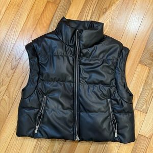 Zara black faux leather vest